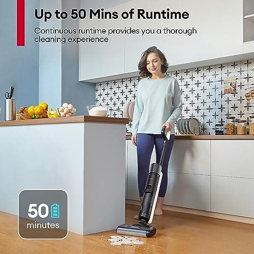 Ultenic Wet Dry Vacuum Cleaner,Cordless Vacuum Mop Combo with Self-Cleaning,Smart Mess Detection,50mins Runtime,3-in-1 Vacuum Mop for Hard Floors,Edge Cleaning,LED Display,Black,AC1 Elite