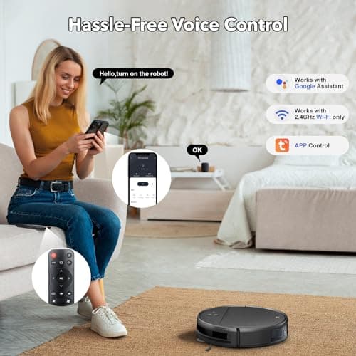 Robot Vacuum and Mop Combo, 2-in-1 Robot Vacuum Cleaner with Strong Suction, Compatible with APP/Home Integration, Schedule, Long battery life, Tangle-free, Ideal for Pet hair and Low Pile carpets