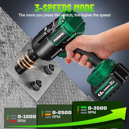 1500N.m(1106ft-lbs) Brushless Impact Wrench, High Torque 1/2" Impact Driver with 2* 21V 4.0AH Battery, Fast Charger, 5 Sockets & Storage Case, Cordless Impact Driver for Home Car Truck Tires
