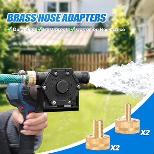 Drill Pump for Water 12Pcs, 750 GPH Electric Drill Pump with Water Hose, Oil Hose and Adapter, for Water, Gasoline, Garden, Rain Barrels(Black)