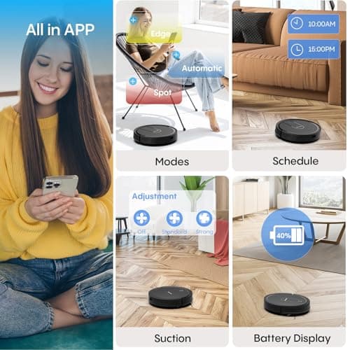 Bagotte Robot Vacuum and Mop Combo, 5000Pa Mopping Robot Vacuum Cleaner with Schedule, 4 in 1 Robotic Vacuum Cleaner,Ultra Slim,Self-Charging,Wi-Fi/Voice/App, Perfect for Pet, Hard Floors, Carpet