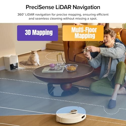 roborock Q7 M5+ Robot Vacuum and Mop, Upgraded from Q5 Max+, 7 Weeks Self-Emptying, 10000Pa Suction, Dual Anti-Tangle System, for Pet Hair & Carpet, PreciSense LiDAR Navigation, App Control, White