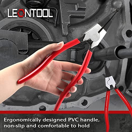 2 PCS Heavy Duty Lock Ring Pliers Set Flat Snap Ring Plier Special Circlip Pliers Reverse Retaining Ring Plier for Transmission Transfer Cases Ring Opening