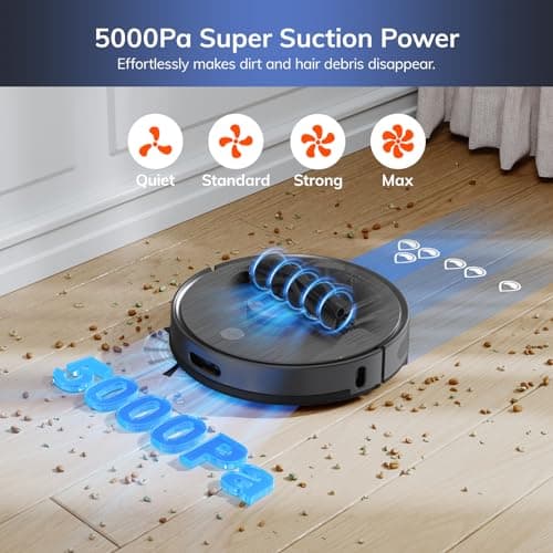 ILIFE T20s Self-Emptying Robot Vacuum and Mop Combo, 5000Pa Suction, 70-Day Capacity, LiDAR Navigation, 260mins Runtime, App/Alexa Control, Robotic Vacuum Cleaner for Hard Floors, Carpets and Pet Hair
