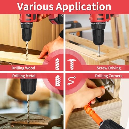 PULITUO 20V Cordless Drill/Driver, 2 Batteries Electric Screwdriver, 30Nm Power Drill Driver, 21+1 Torque, 2 Speed, 3/8"Keyless Chuck, power Drill with LED Light, Drill Driver Kit for Home (Red)
