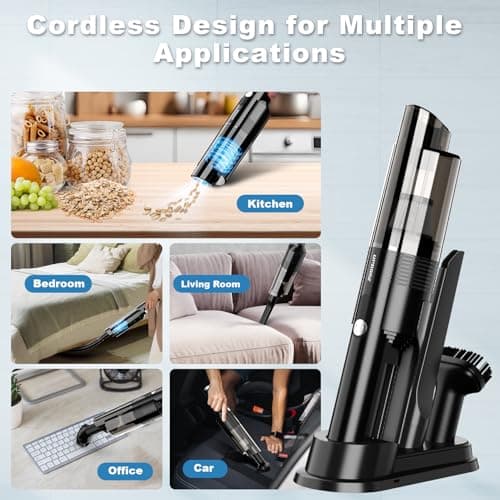 Handheld Vacuum Cordless, Portable Car Vacuum with 2-Speed, 10KPA Powerful Suction Vacuum Cleaner with Charging Dock, Lightweight 4-in-1 Mini Hand Held Vacuum for Car Home Pet Office and Pet Hair 115B