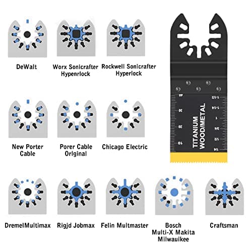 26pcs Oscillating Saw Blades Titanium Multitool Blades for Wood Plastics Metal oscillating Tool Blades Kits Fit Rockwell Ridgid Ryobi Milwaukee Chicago Craftsman Dewalt