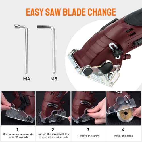 Mini Circular Saw Set, Handheld Circular Saw Corded 3400RMP 400W 110V Max Cutting Depth ½ Inch/12mm w/6 Blades, Multifunction Compact Circular Saw for Wood Drywall Tile Soft Metal PVC Pipe