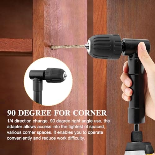 Right Angle Drill Attachment 90° Adapter - 0.8-10mm Keyless Chuck for Tight Corners, Fits Electric Drills, Impact Drivers & Screwdrivers - Great for Home Repairs & Metalworking