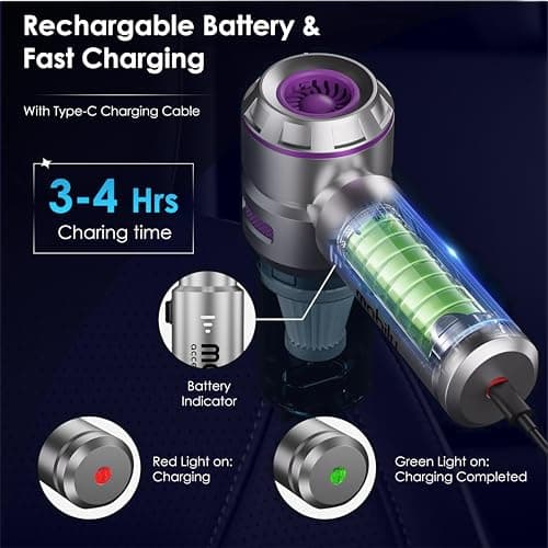 【2025 Upgraded】 Handheld Vacuum Cordless, Car & Home Cleaner with Brushless Motor, Strong & Compressed Air Dusters with LED Light, Type C Port, Wireless Mini Portable Hand Blower