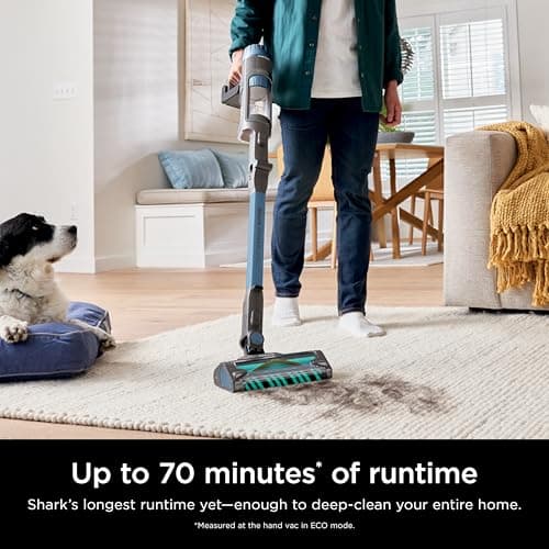 Shark PowerDetect Cordless Stick Vacuum, Powerful Suction, HEPA Filtration, Carpet & Hard Floor, Portable, Stick Vacuum for Pet Hair, Java Ice Blue, IP1255