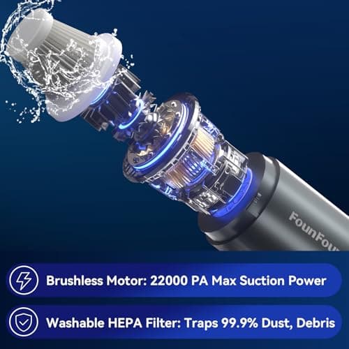 Car Vacuum Portable Cordless, Mini Handheld Vacuum Cleaner for Pet Hair/Car/Home, Suction & Blow 2 in 1, 22KPa High Power, 6000mAh, Small Lightweight Gadget, Type-C Rechargeable