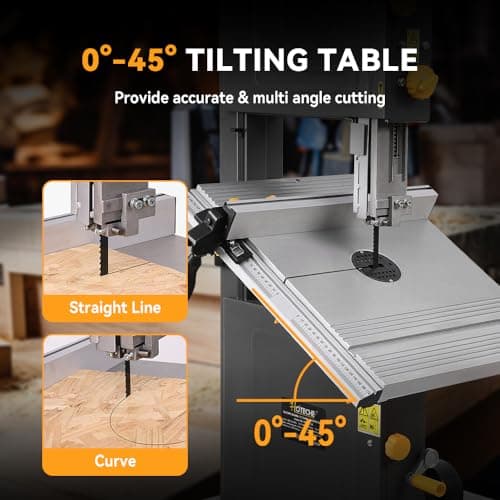 Hoteche 12-Inch Band Saw 7-Amp Two-Speed Benchtop with Stand for Woodworking and Metal Cutting, 1HP