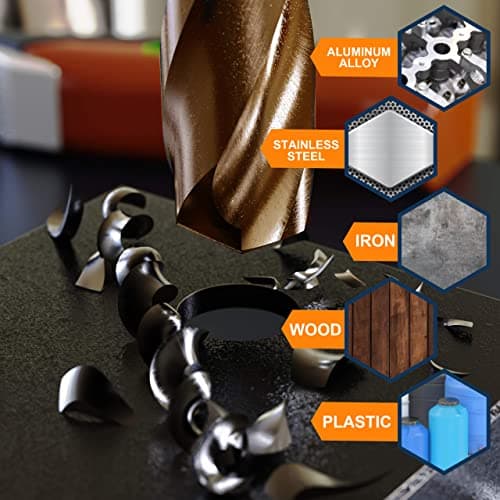 M35 Cobalt Drill Bit Set 20PCS(1/16"-1/2") High Speed Steel Jobber Length Drill Bit Kit for Hardened Metal with Index Storage Case