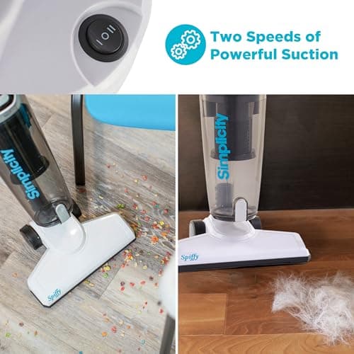 Simplicity Vacuums Corded Stick Vacuum Cleaner - Bagless, Two Speeds, HEPA Filter, Ideal for Hardwood & Tile, S60 Spiffy