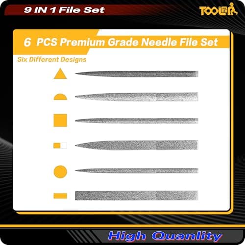 8-In-1 Needle File & Saw Set With Storage box, 6 pcs Small Diamond Files, for Metal, Jewlers, Wood, Leather and Plastic, Ergonomic Designed Handle With Quick Change Mechanism
