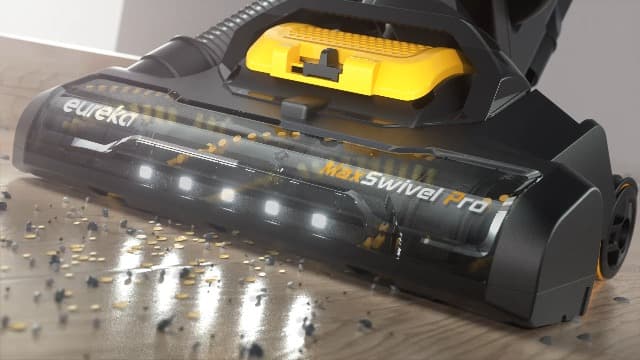 Eureka Powerful Upright Vacuum Cleaner for Carpet and Floor, Household Upright Vacuum Cleaner for Home Pets, Bagless Lightweight Upright Vacuum, MaxSwivel Pro NEU350 with Pet Tool, Yellow