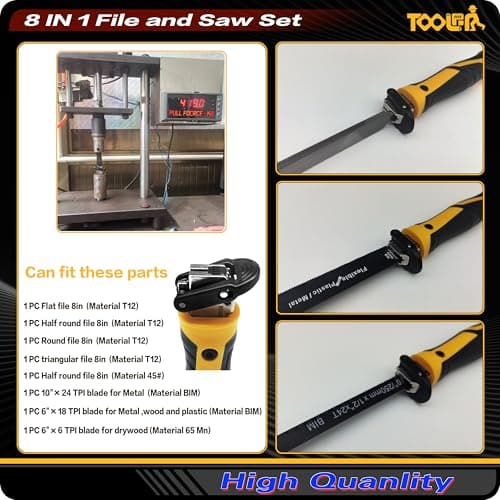 File Set, File & Saw Set. metal file,metal files tools for steel,Professional Steel File Triangle/Flat/Half-Round/Round Files for MetalWoodPlastic,Woodworking, Blade Quick Change Mechanism