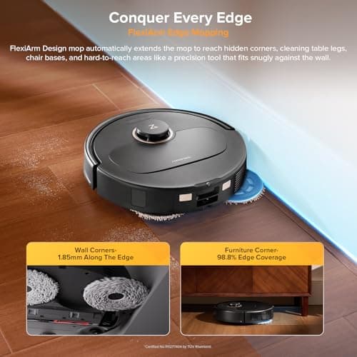 roborock Qrevo S5V Robot Vacuum Cleaner, 12,000Pa Suction, Dual Anti-Tangle Brushes, Smart Obstacle Avoidance, Dual Liftable Spinning Mops, Auto Mop Washing, Self Drying, Self-Emptying & Refilling