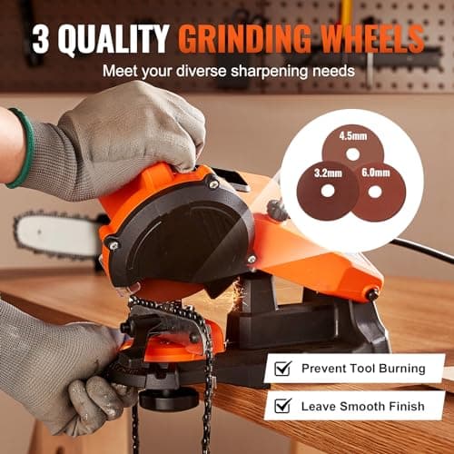 VEVOR Electric Chainsaw Sharpener, 140W Electric Saw Chain Blade Sharpener 5700RPM, Professional Bench Chain Saw Sharpening Tool with 3 Grinding Wheels Fit 0.25" to 0.404" Pitch Chains