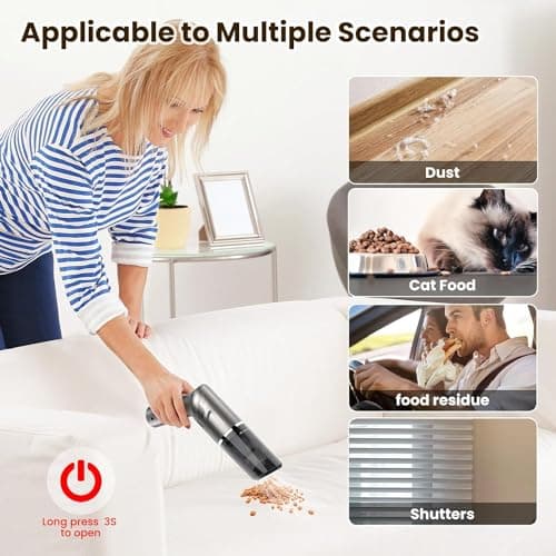 Car Vacuum Portable Cordless 120W/12kPa High Power Handheld Portable Handheld Vacuum Cordless Cleaner with Low Noise Wet and Dry Use Auto Vacuum Cleaner for Car Home Cleanning