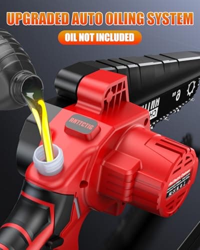 Mini Chainsaw Cordless, 6 inch Small Electric Chainsaw Battery Powered, Handheld Mini Chain Saw with 2 Batteries&2 Chains, Hand Saws for Branch Wood Cutting Tree Trimming (UPGRADED VERSION), Red