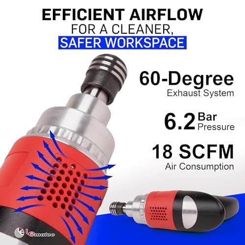 LE LEMATEC Professional Air Impact Driver - 13000 RPM Pneumatic Wrench with Twin Hammer, 40 ft-lb Torque, 1/4" NPT Compact Gun for Automotive, Furniture & Woodworking (LE-ID413)