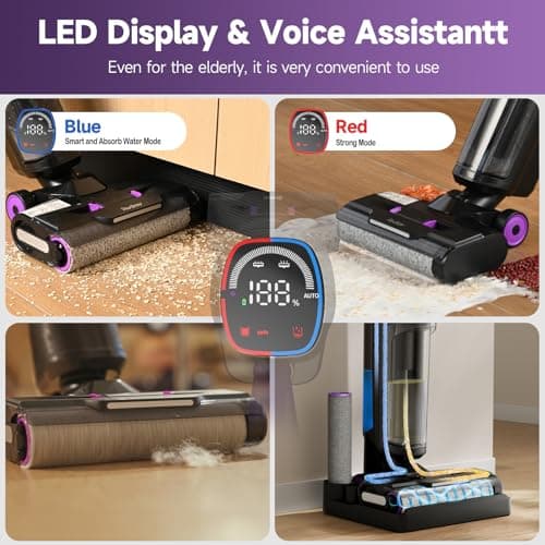 W15 Wet Dry Vacuum Cleaner, 3-in-1 Cordless Vacuum Mop with Self-Washing, 35min Runtime, Self Propelled, 0.2in Edge Cleaning, 910ML Large Clean Water Tank, Powerful Suction For Hard Floor Pet Hair