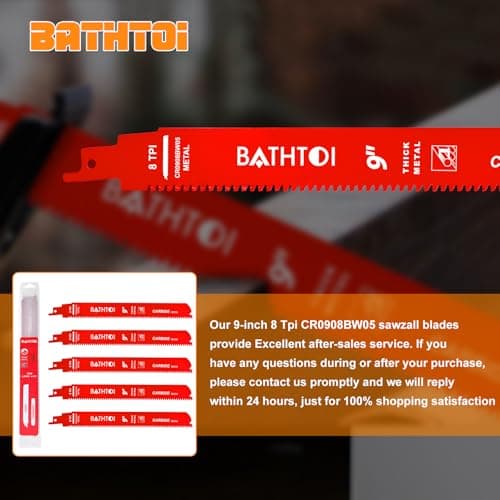 5 Pack 9 Inch 8 Tpi Carbide Reciprocating Saw Blades for Thick Metal Cutting, Cast Iron and Alloy Steel Cutting Sawzall Blades with Carbide Tipped Teeth for Longer Life and Faster Cutting Speed