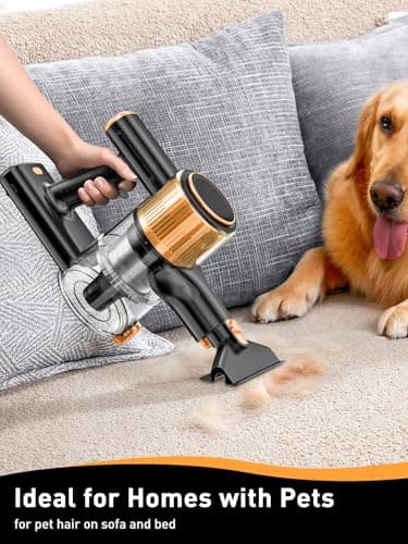 Cordless Vacuum Cleaner, 40Kpa 8 in 1 Powerful Suction Lightweight Stick Vacuum Cleaner for Home, LED Display, 3 Suction Modes, 45Mins Detachable Battery Vacuum for Hard Floor Carpet Pet Hairs