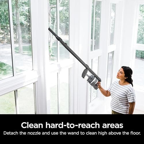 Shark WZ531H Cordless Pro Stick Vacuum with Powerfins Brushroll, HEPA Filtration, Self-Cleaning Brushroll, LED Headlights, 40-Min Runtime, Crevice Tool & Dusting Brush Included, Grey/Blue (Renewed)