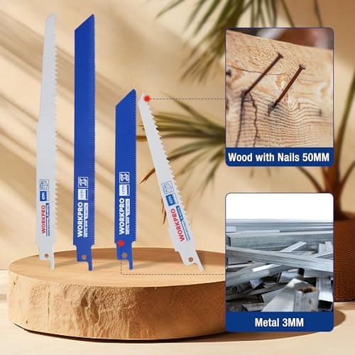 WORKPRO 32-Piece Reciprocating Saw Blade Set - Metal/Woodcutting Saw Blades, Pruner Saw Blades with Organizer Pouch