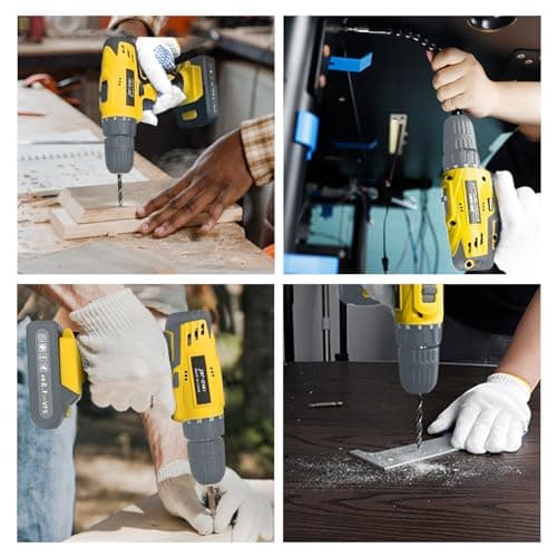 Jar-Owl 21V Cordless Drill Set, 0-1350RMP Variable Speed,350 in-lb Torque,10MM 3/8'' Keyless Chuck, 18+1 Clutch, 1.5Ah Li-Ion Battery & Charger for Home Tool Kit - Black & Yellow