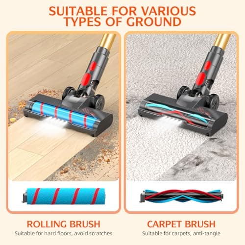 Cordless Vacuum Cleaner,550W 70Mins Powerful Suction Stick Vacuum, Anti-Tangle, Lightweight Vacuum Cleaner for Home with LED Screen, Rechargeable Vacuum Cordless for Carpet/Pet Hair/Hard Floor