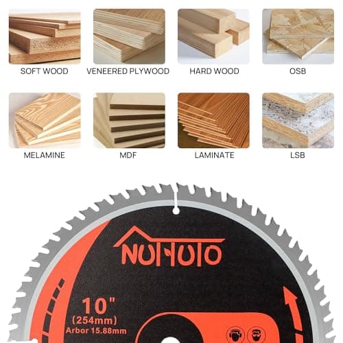 2 Pack 10" 80T Circular Saw Blade, Saw Blade Arbor Size 5/8-inch, TCT ATB for Cutting Wood, Plastic, PVC, Acrylic,by NUTTUTO