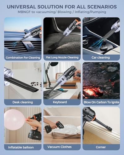 Car Vacuum Portable Cordless, 35000PA High Power Suction & Blower, Wireless Handheld Vacuum Cleaner for Car, Home, Office, Pet(Coal Black)