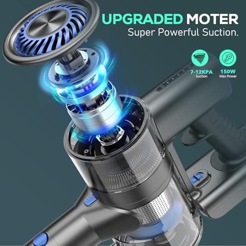 Vacuum Cleaner for Home, Cordless Vacuum Cleaner with 80000 RPM High-Speed Brushless Motor, Max 40 Mins Runtime, 5 Stages High Efficiency Filtration Vacuum for Hard Floors