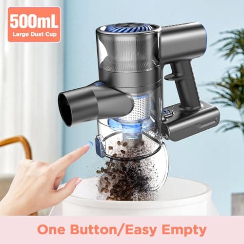 Cordless Vacuum Cleaner, Vacuum Cleaner for Home with 80000 RPM High-Speed Brushless Motor, Up to 40 Mins Runtime, 2 Adjustable Suction, Anti-Tangle, Lightweight Stick Vacuum for Hard Floor
