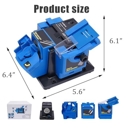 Electric Drill Bit Sharpener, 3-in-1 Multifunction Electric Sharpening Machine for Knife, drill, Chisel, Scissor, 110V, Grinder with Adjustable Angles, 96W, 1350rpm, Compact Design