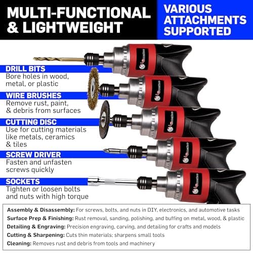 LE LEMATEC Professional Air Impact Driver - 13000 RPM Pneumatic Wrench with Twin Hammer, 40 ft-lb Torque, 1/4" NPT Compact Gun for Automotive, Furniture & Woodworking (LE-ID413)