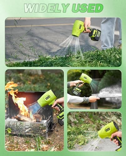 Saker Cordless Leaf Blower Handheld Turbo Jet Blower Portable Dust Cleaner 180000 RPM with Adjustable Speed for Drying Patio Cleaning Camping 2 Batteries Green with Case