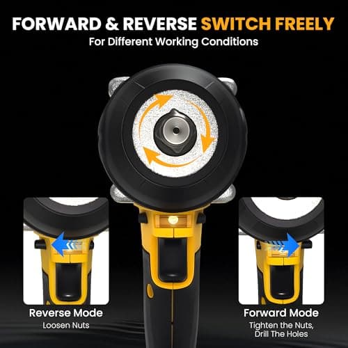 Cordless 1/2 Inch Impact Wrench,1000 N.m(740 Ft-lbs) Brushless High Torque Electric Impact Gun, 3300RPM Power Impact Driver, 2x 4.0AH Li-ion Battery,Charger & 6Pcs Sockets for Car Home DIY Furniture