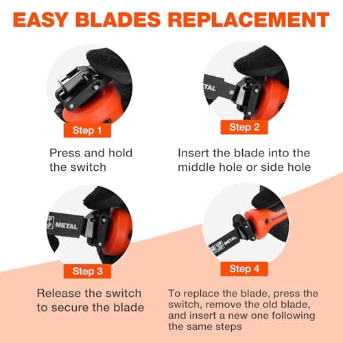 Valuemax 8-In-1 Multi-Blades Hand Saw, Quick-Change Mechanism Hacksaws with TPR Handle, CRV & Bimetal Blades, Drywall/Jab Saw, Handsaws for Wood, Metal, Plastic and Plywood
