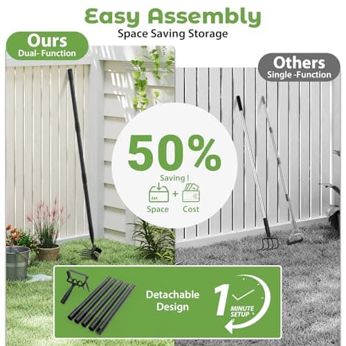 Garden Hoe,2 in 1 Heavy Duty Stirrup Hoe and Cultivator Gardening Tool Set with 62 inch Long Handle,Lightweight Hula Hoes Weeding Rake for Fast Weeds Grass Removal,Cultivating, Loosen Soil, Sharp Edge