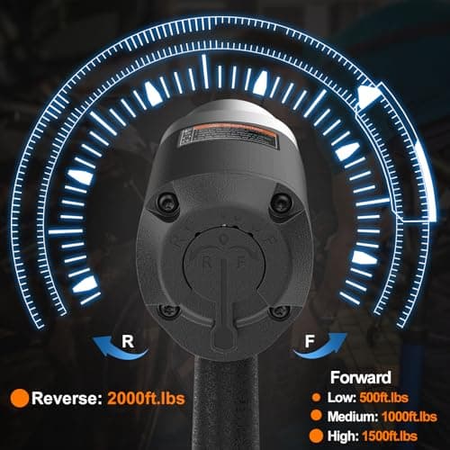 Air Impact Wrench 1/2" - 1/2 Inch Impact Gun 1/2 Drive, 1500Ft-lbs, 8000RPM High Torque Impact Wrench, Weight 4.74 lb, 1/2 Air Impact Gun for Auto Repair, Tire Shop