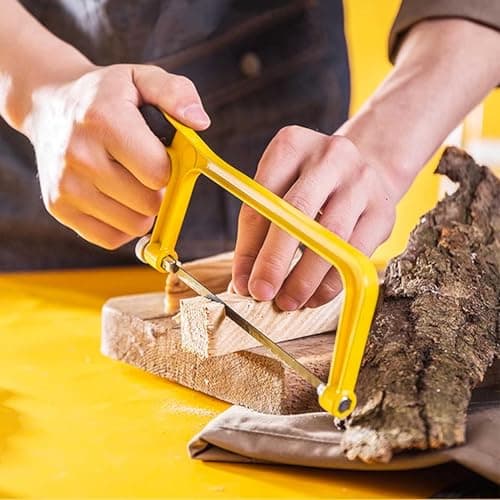 6 in. Mini Hacksaw Set - 150mm Extra Fine Cut Hack Saw Sets and 3pcs Extra Bi-Metal Blades for Wood and Metal