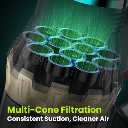 Cordless Vacuum Cleaner, 550W/48Kpa Self-Standing Vacuum Cleaners for Home, up to 70 mins Run Time, Powerful Suction with Touch Screen, Stick Vauum Cleaner for Pet Hair,Carpet,Hardwood Floor