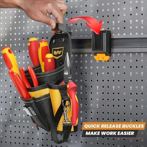 Tool Pouches, Tool Belt Pouch, Electrician Tool Pouch, Quickly Attach & Release Tool Belt Pouch with Clip, Tool Bag Multi-Pocket, Heavy Duty Tool Pouches for Carpenters & Home Improvement
