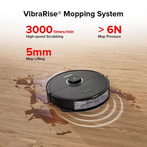 roborock S8+ Robot Vacuum, Sonic Mop with Self-Empty Dock, Stores up to 60-Days of Dust, Auto Lifting Mop, Ultrasonic Carpet Detection, 6000Pa Suction, Black