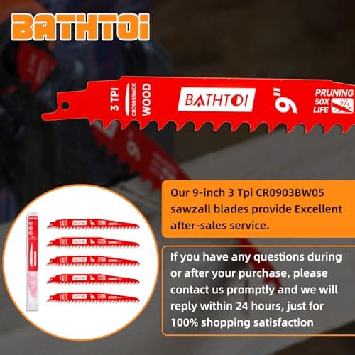 5 Pack 9 Inch 3 Tpi Carbide Reciprocating Saw Blades for Wood Cutting and Tree Trimming, Pruning Sawzall Blades with Carbide Tipped Teeth for Longer Life and Faster Cutting Speed